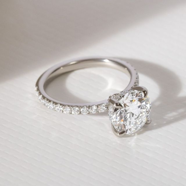 1.40ct Sadie Platinum Hidden Halo Diamond Band Engagement Ring Round Lab Diamond