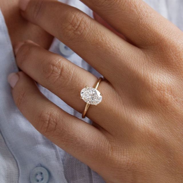 2 Carat Oval Diamond Solitaire Ring In 18K Yellow Gold-Chelsea