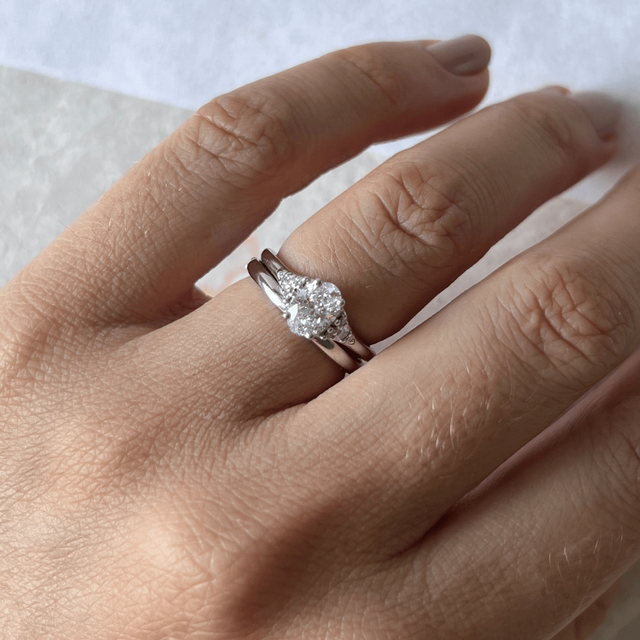 0.70 Carat Oval Diamond Cluster Engagement Ring In Platinum - Francis