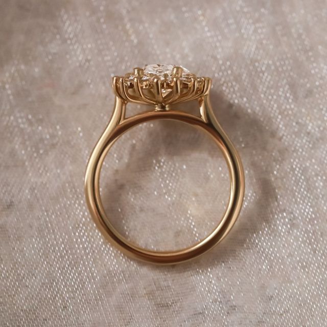 Windermere Yellow Gold Cluster Engagement Ring Oval Lab Diamond- 2.00ct