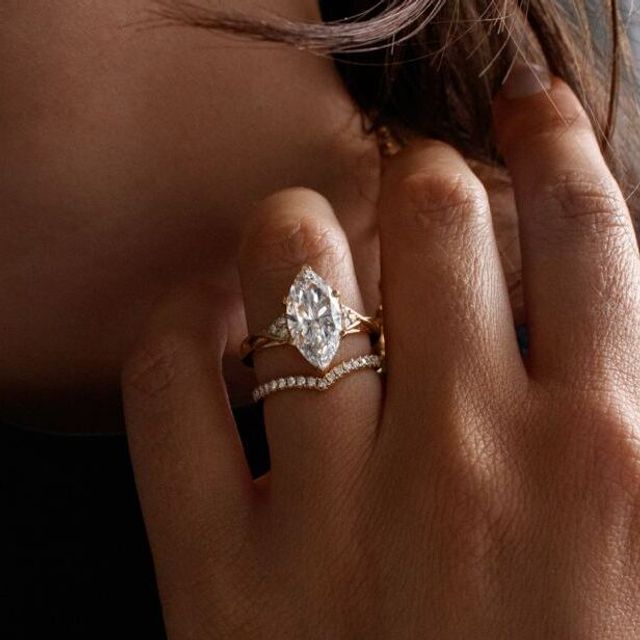 3 Carat Marquise Diamond Celtic Style Ring In 18K Yellow Gold - Fëa