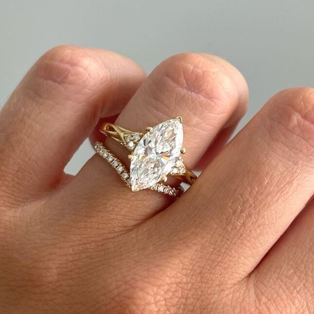 3 Carat Marquise Diamond Celtic Style Ring In 18K Yellow Gold - Fëa