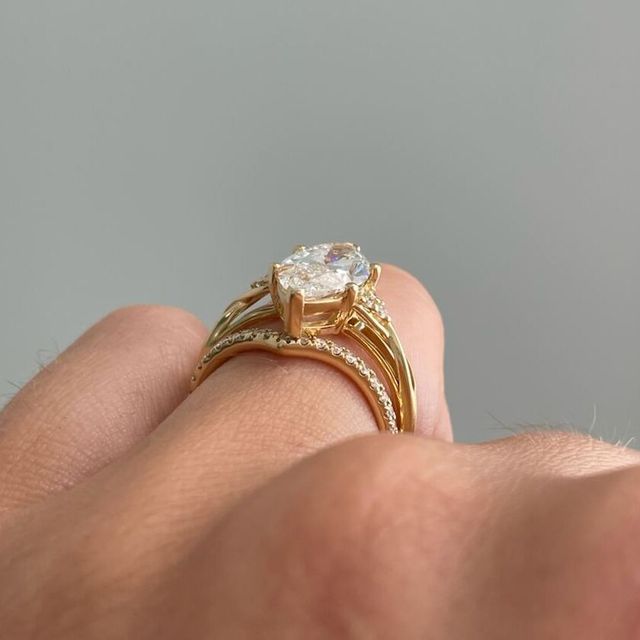 3 Carat Marquise Diamond Celtic Style Ring In 18K Yellow Gold - Fëa