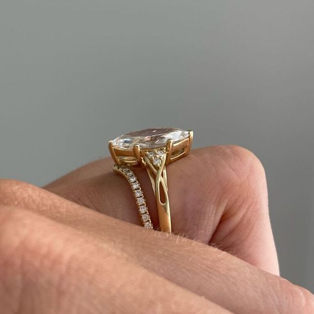 3 Carat Marquise Diamond Celtic Style Ring In 18K Yellow Gold - Fëa