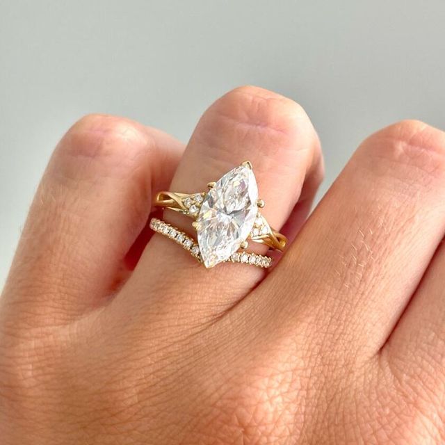 3 Carat Marquise Diamond Celtic Style Ring In 18K Yellow Gold - Fëa