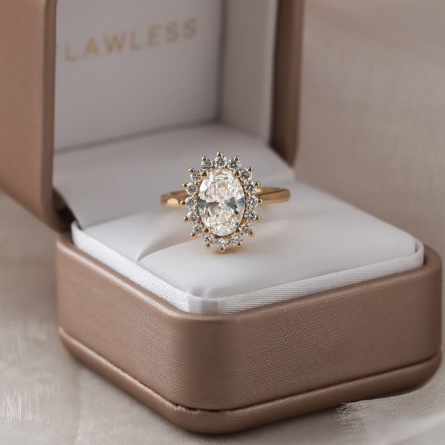 Windermere Yellow Gold Cluster Engagement Ring Oval Lab Diamond- 2.00ct