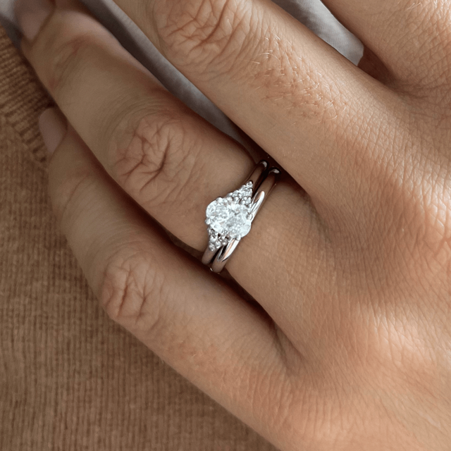 0.70 Carat Oval Diamond Cluster Engagement Ring In Platinum - Francis