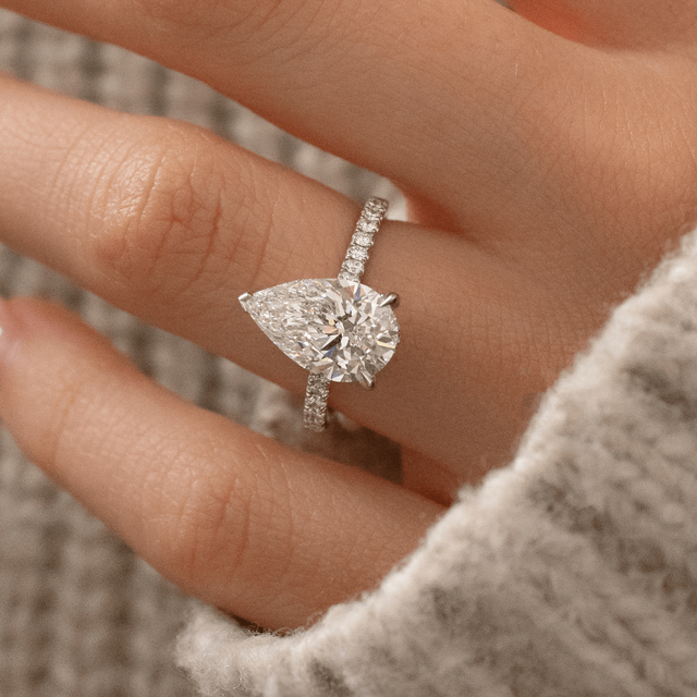 2.40 Carat Pear Diamond Pave Set Engagement Ring In Platinum - Aisha