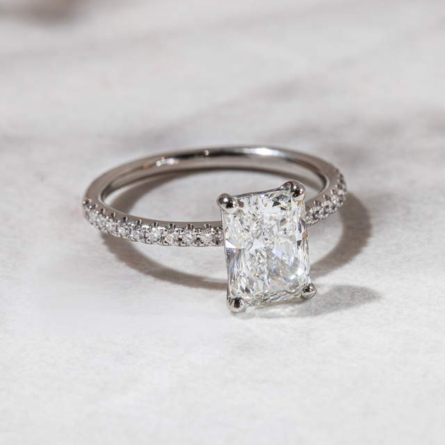 1.60ct Jessica White Gold Solitaire Engagement Ring Radiant Lab Diamond