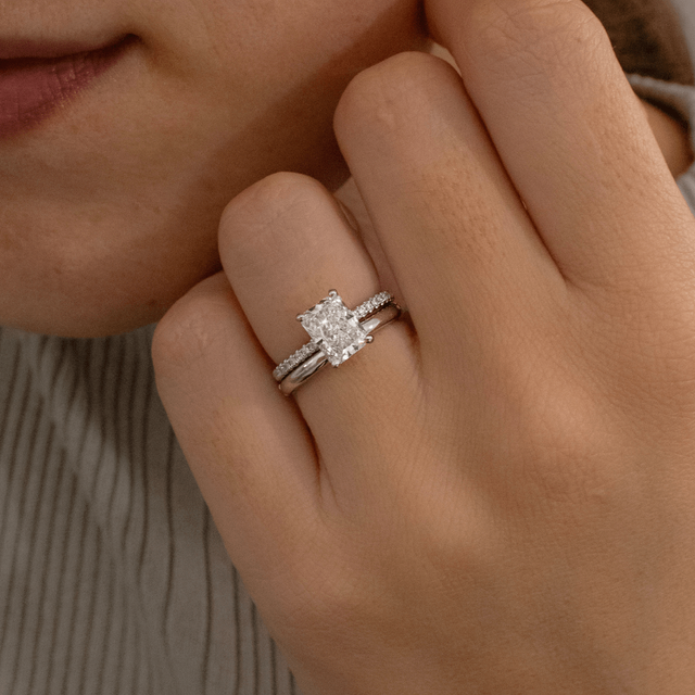 1.60ct Jessica White Gold Solitaire Engagement Ring Radiant Lab Diamond