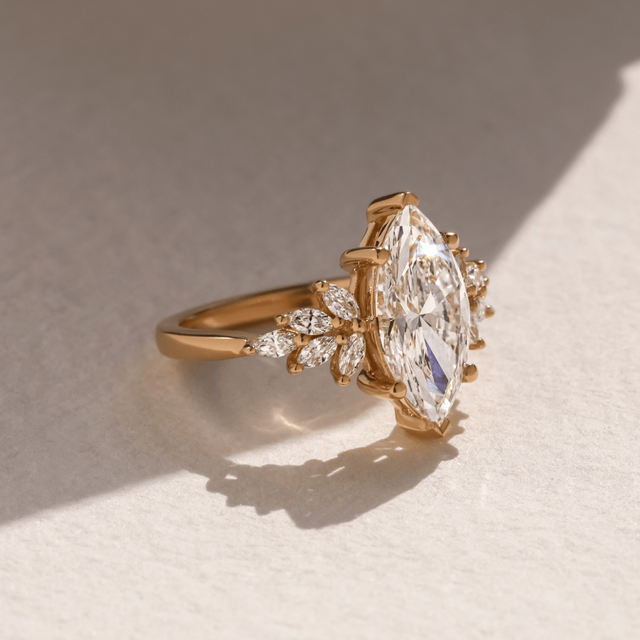 2 Carat Marquise Diamond Cluster Engagement Ring In 18K Rose Gold - Anastasia