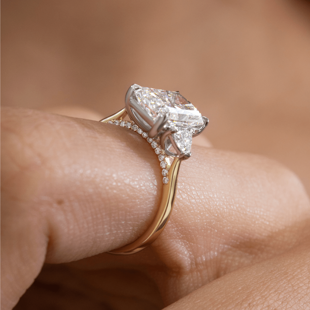 4 Carat Radiant Diamond Two Tone Trilogy Engagement Ring