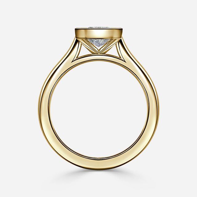 Harper Yellow Gold Bezel Set Engagement Ring