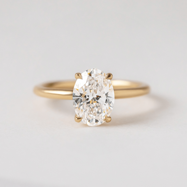 2 Carat Oval Diamond Solitaire Ring In 18K Yellow Gold-Chelsea
