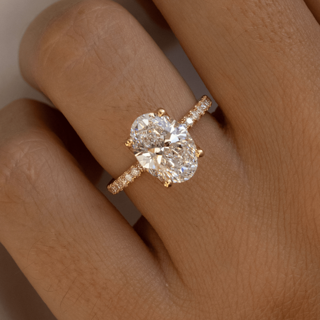 3 Carat Oval Diamond Pavé Band Engagement Ring In 18K Yellow Gold - Jenner