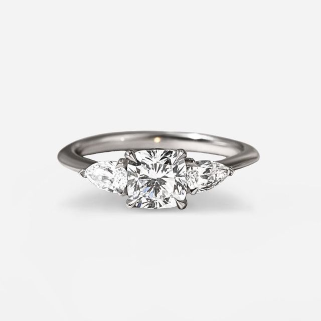 1 Carat Cushion Diamond Trilogy Engagement Ring In Platinum - Vivian