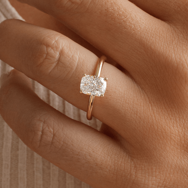 1.50 Carat Cushion Diamond Hidden Halo Engagement Ring In 18K Yellow Gold - Kate