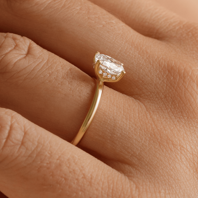 1.50 Carat Cushion Diamond Hidden Halo Engagement Ring In 18K Yellow Gold - Kate
