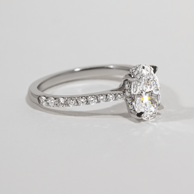 1 Carat Oval Diamond Pave Set Hidden Halo Engagement Ring In Platinum - Aalia