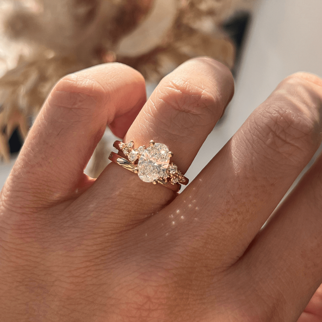 1.50 Carat Oval Diamond Cluster Engagement Ring In 18K Yellow Gold - Morning Star