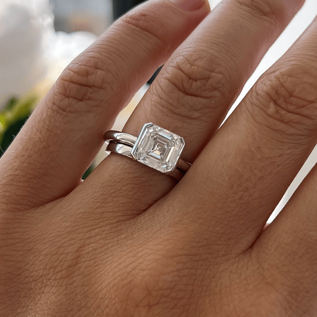 3.12 Carat Asscher Diamond Solitaire Ring In Platinum - Avian