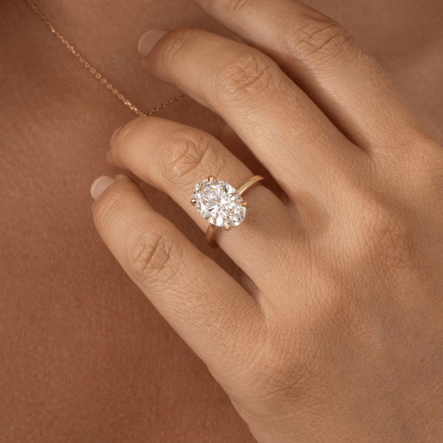 4 Carat Oval Diamond Hidden Halo Engagement Ring In 18K Yellow Gold-Kate