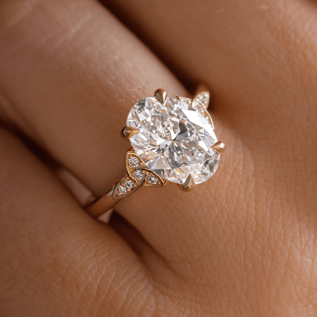 3.60 Carat Oval Diamond Celtic Style Engagement Ring In 18K Yellow Gold - Celtic Song