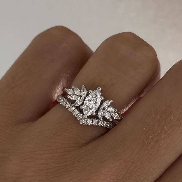 0.5 Carat Marquise Diamond Cluster Ring In Platinum - Anastasia