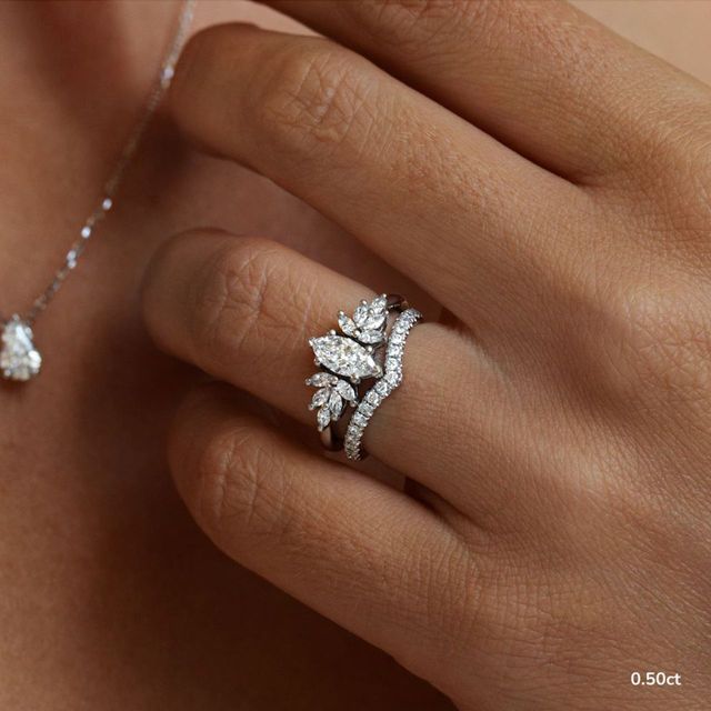 0.5 Carat Marquise Diamond Cluster Ring In Platinum - Anastasia