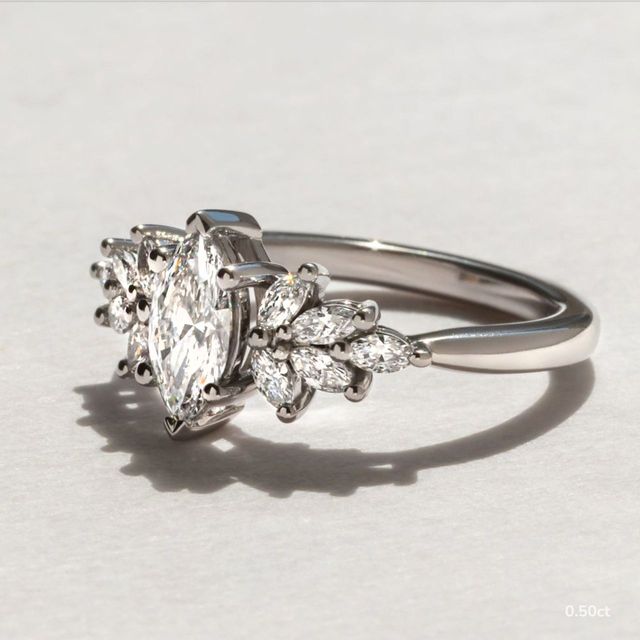 0.5 Carat Marquise Diamond Cluster Ring In Platinum - Anastasia