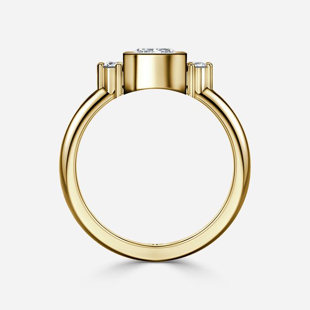 Sunset Yellow Gold Cluster Engagement Ring
