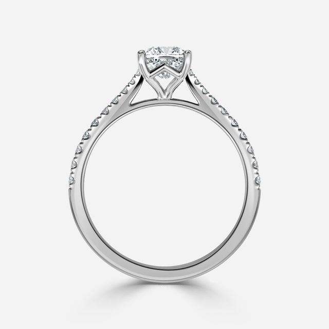Tulip Pavé Platinum Engagement Ring