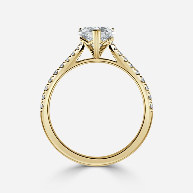 Tulip Pavé Yellow Gold Engagement Ring