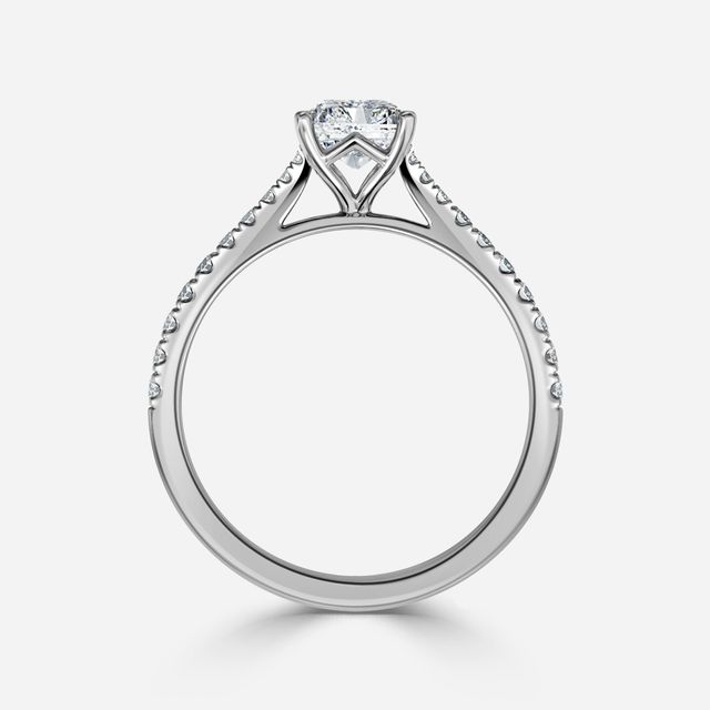 Tulip Pavé Platinum Engagement Ring