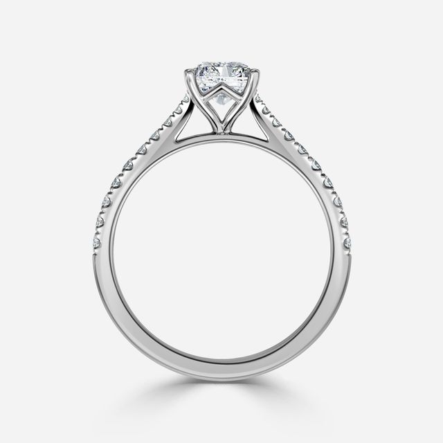 Tulip Pavé Platinum Engagement Ring