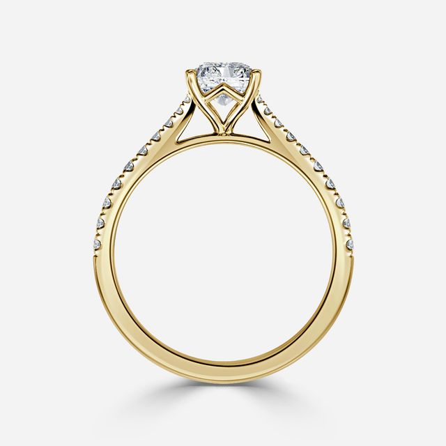 Tulip Pavé Yellow Gold Engagement Ring