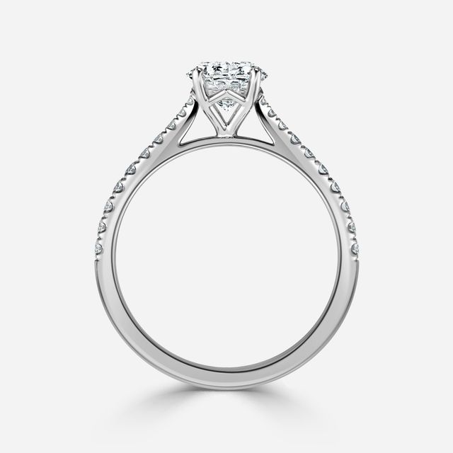 Tulip Pavé Platinum Engagement Ring