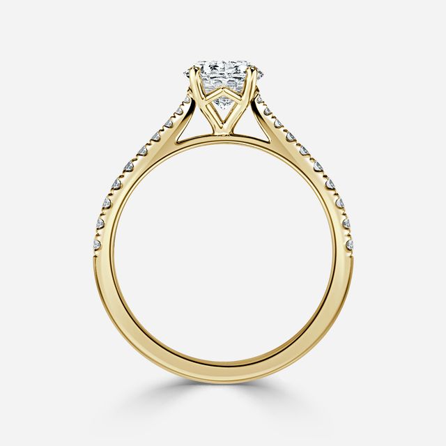 Tulip Pavé Yellow Gold Engagement Ring