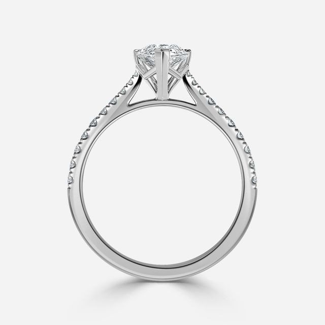 Tulip Pavé Platinum Engagement Ring