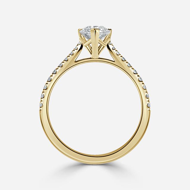 Tulip Pavé Yellow Gold Engagement Ring