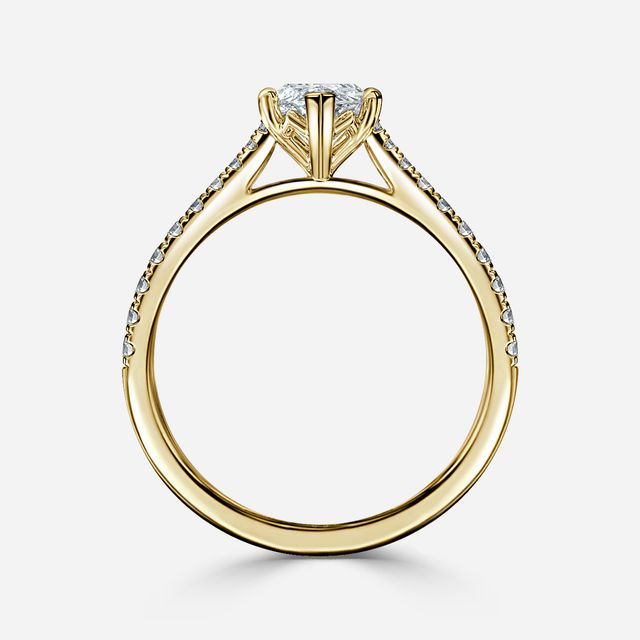 Tulip Pavé Yellow Gold Engagement Ring