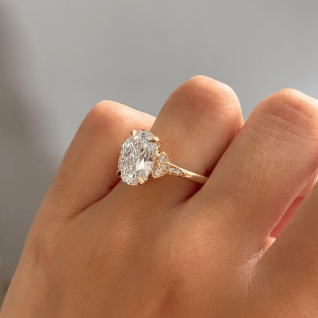 3.60 Carat Oval Diamond Celtic Style Engagement Ring In 18K Yellow Gold - Celtic Song