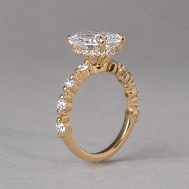 3 Carat Pear Diamond Shared Prong Engagement Ring In 18K Yellow Gold - Veronica