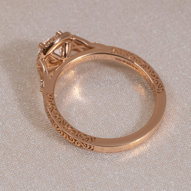 1 Carat Round Diamond Celtic Style Halo Engagement Ring In 18K Rose Gold - Maeve