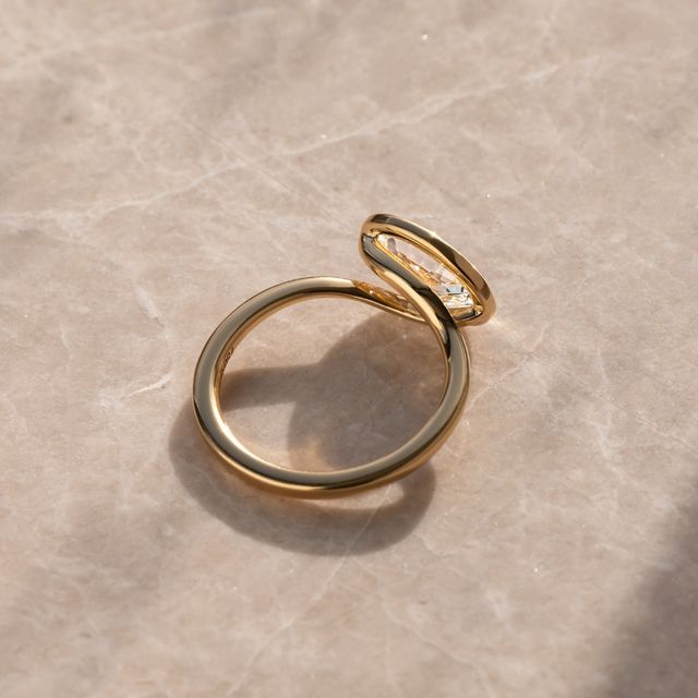 2 Carat Lab Grown Oval East-West Bezel Engagement Ring In Yellow Gold - Sydney