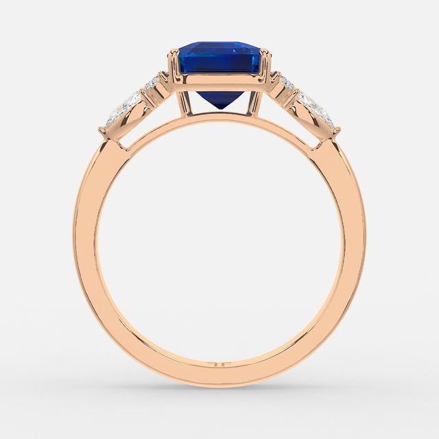 1 Carat Lab Grown Asscher Sapphire Cluster Engagement Ring In Rose Gold- Nanami