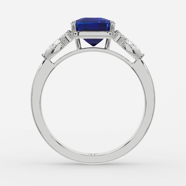 1 Carat Lab Grown Asscher Sapphire Cluster Engagement Ring In White Gold - Nanami