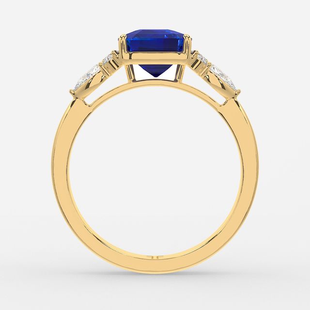 1 Carat Lab Grown Asscher Sapphire Cluster Engagement Ring In Yellow Gold - Nanami