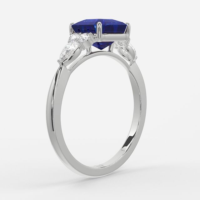 1 Carat Lab Grown Asscher Sapphire Cluster Engagement Ring In White Gold - Nanami
