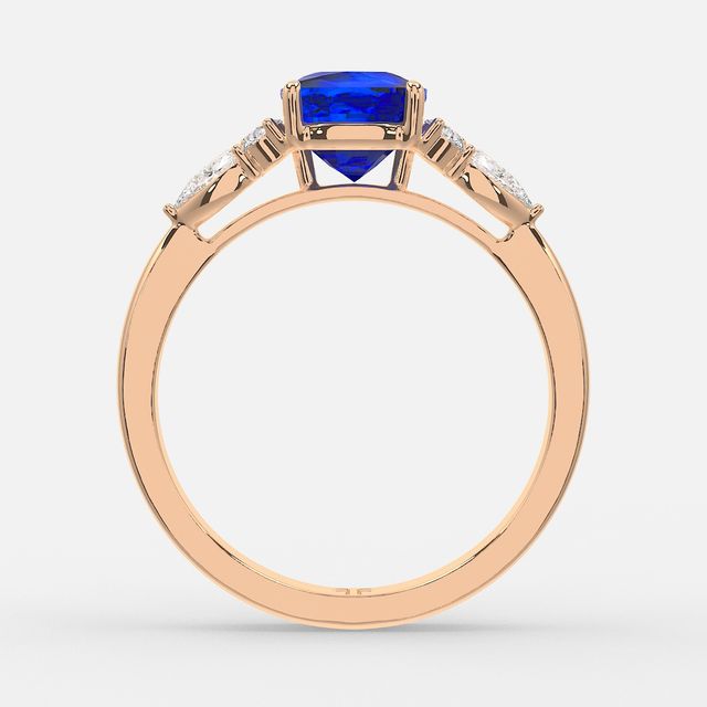 1 Carat Lab Grown Cushion Sapphire Cluster Engagement Ring In Rose Gold- Nanami